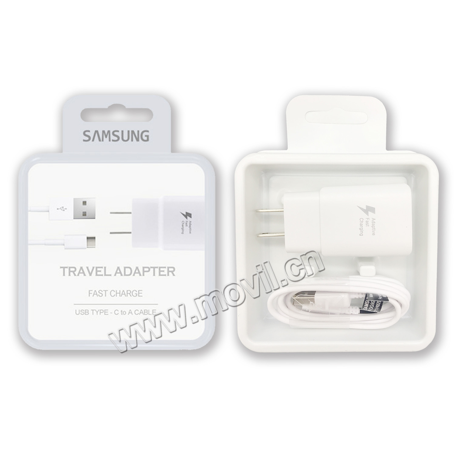 Adaptador cargador rapido y cable usb para samsung con empaque